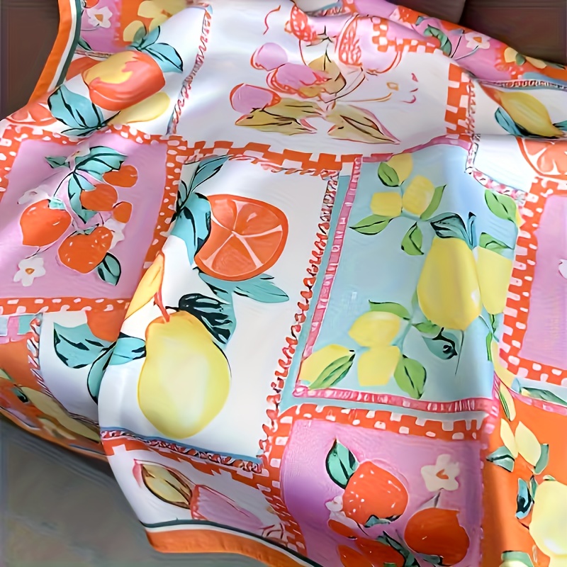Women's Vibrant Fruit Pattern Square Scarf