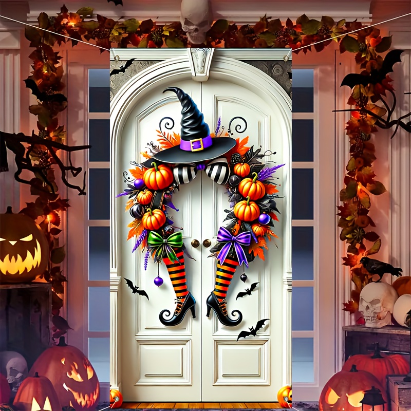 

Halloween & Pumpkin Door Banner - Polyester, 35.43x70.87 Inches, Outdoor Porch Decor, Photo Booth Backdrop, And Seasonal Celebrations