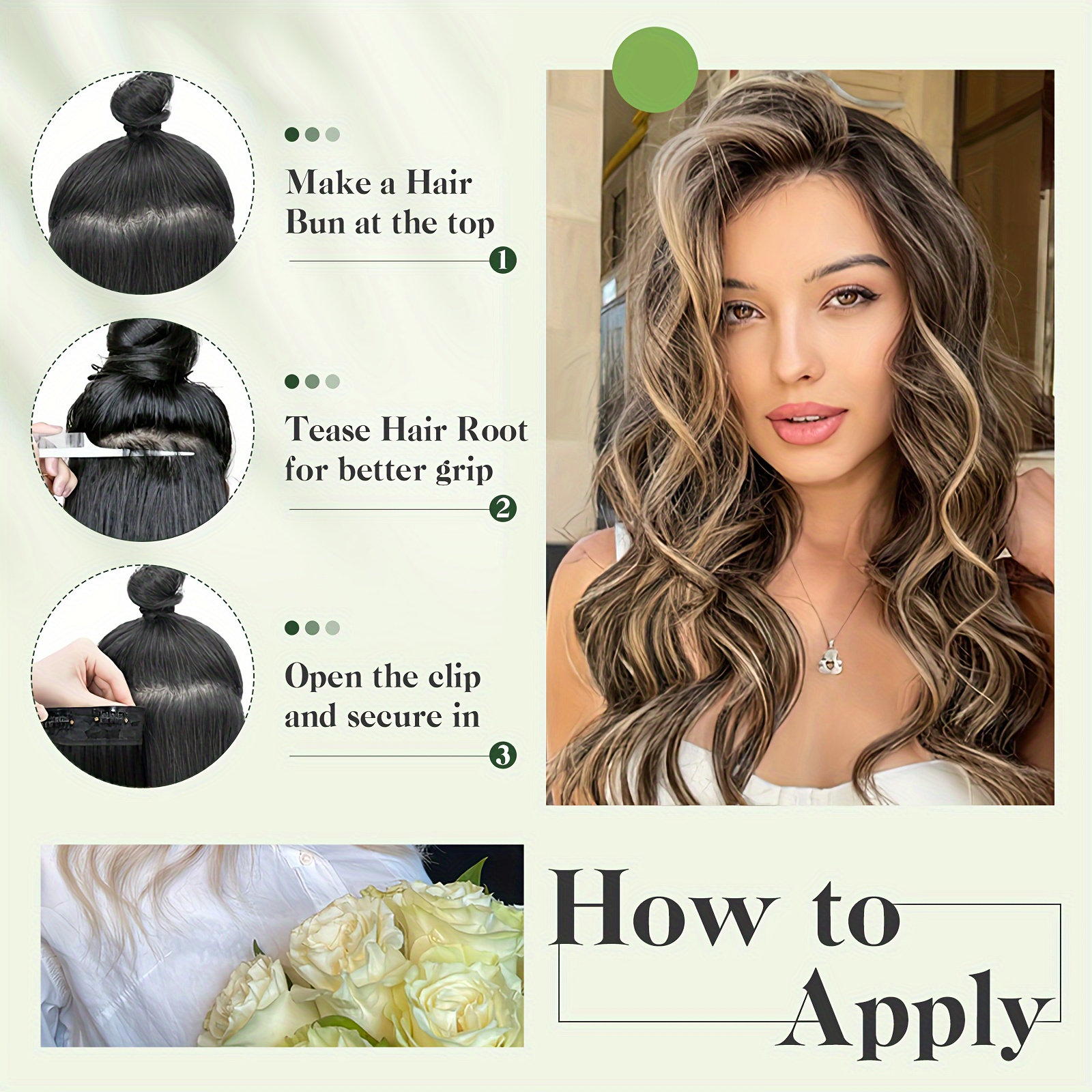 balayage 22 inch clip in hair extensions 4pcs long wavy thick highlighted clip in hairpieces curly synthetic   hair extension for women daily use brown bleach blonde black christmas and halloween gift details 7