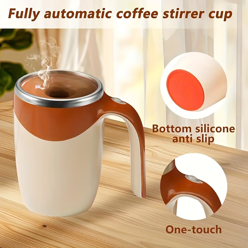 TEMU 2pcs Self Stirring Coffee Mug With Magnetic Stirring Technology, 13.3oz 304 Stainless Steel Travel Mug, No Battery Needed, Ergonomic Handle &