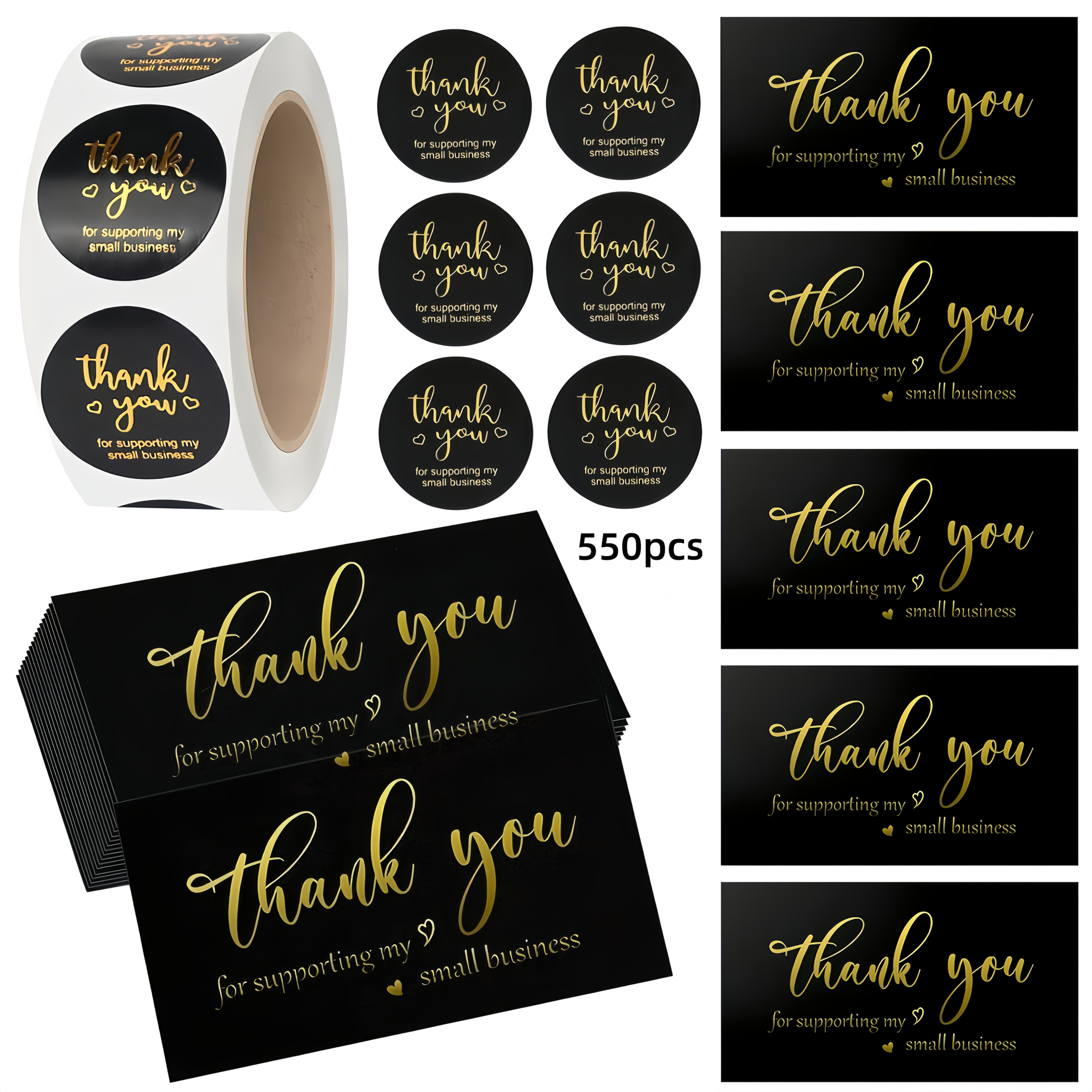 TEMU 550pcs Tulikemg Thank You Cards & Stickers Suitable For , Small Business Packaging Supplies With Branding Labels For Flyers, Receipts, Gifts -