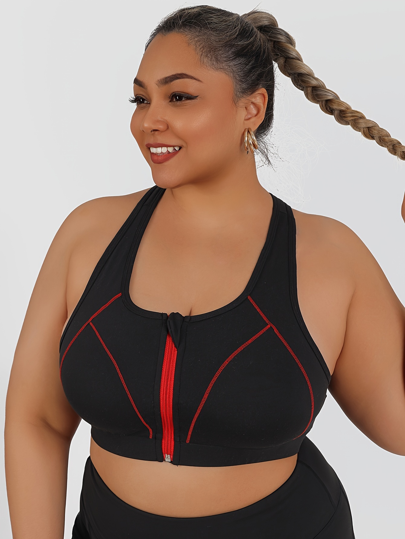 High-intensity Collision Color Fitness Bra With Front Zipper, One-piece Outerwear, Beautiful Back, Anti-sagging Yoga Vest