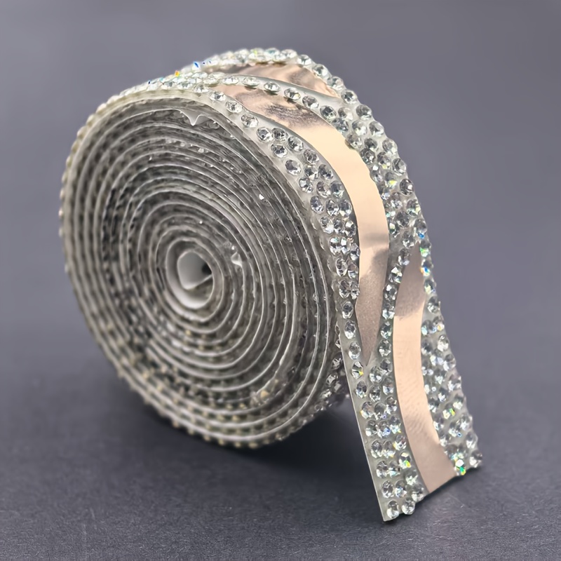 E-shop 1 Rolle mit 1 Yard, vielseitige glitzernde Glasperlen Strassband Aufkleber, geeignet für alle Jahreszeiten - lebendige, selbstklebende