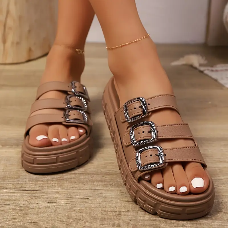 womens beach vacation sandals with thick sole three straps comfortable and breathable non slip bohemian for summer outdoor and home use Product details 3