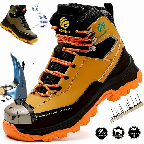 mens safety shoes safety boots anti smash and anti puncture work shoes indestructible comfortable non slip and durable lace up work shoes mens construction and industrial shoes steel toe shoes mens work boots mens work safety shoes