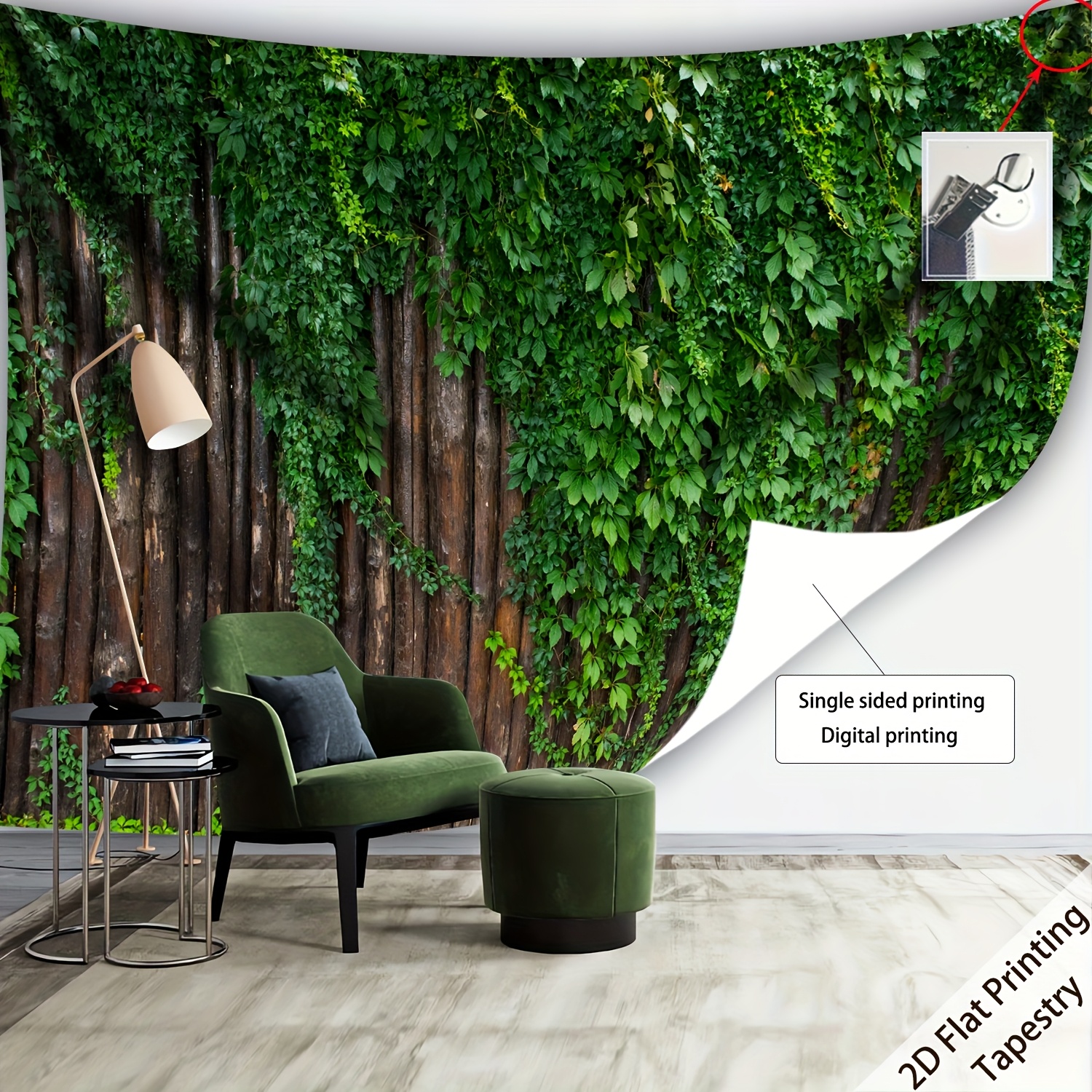 TEMU 2d Flat - 2d Flat - [2d Flat Printing] 1pc Ultra Large Size Green Plant Wood Wall Tapestry Polyester Aesthetic High-definition Printing Tapestry