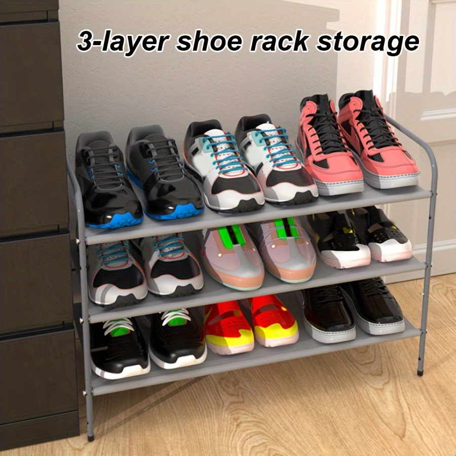 Simple Houseware 3-Tier Stackable Shoe Rack Storage Shelf, Black