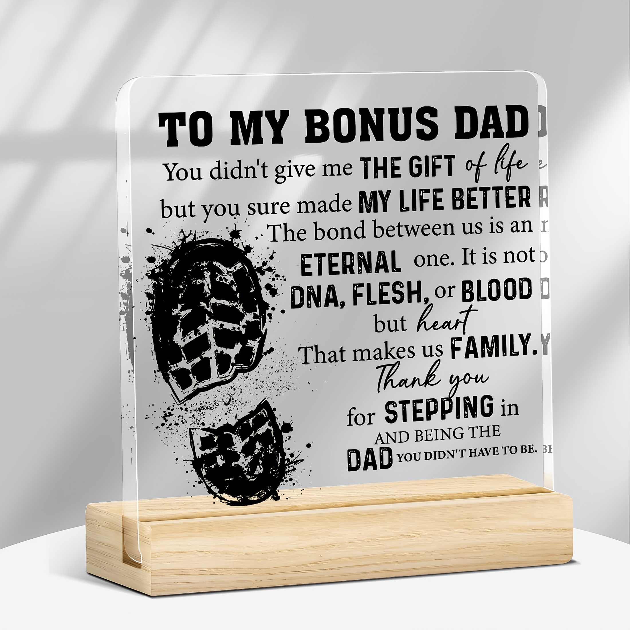 TEMU Plaque de Bureau en Acrylique Transparente 2D, 1pc - Cadeau pour Beau-Père de la Part du Fils et de la Belle-Fille, Décoration Sentimentale pour