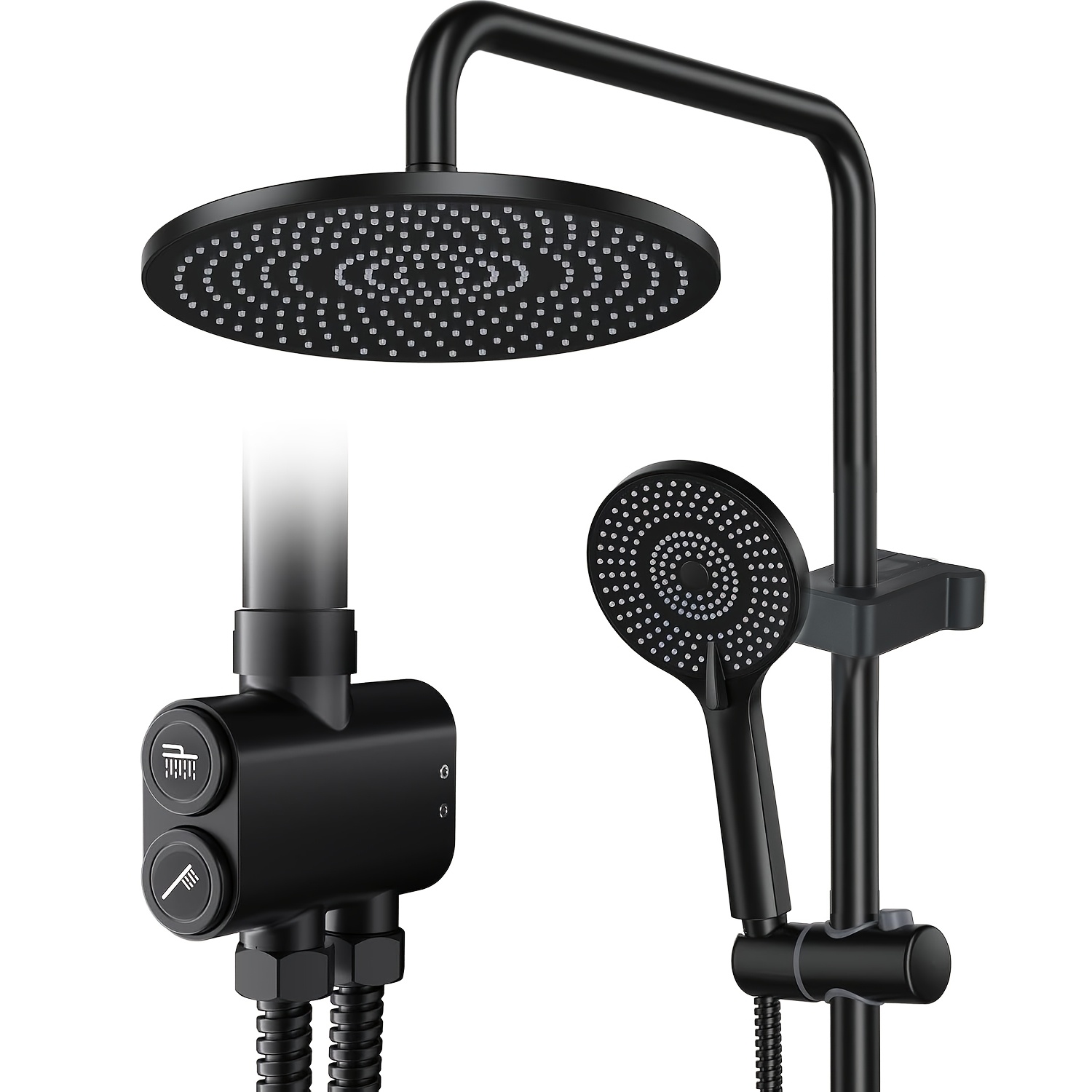 Rain Shower System, 25 Cm Round Rain Shower And 3 Jet Types Shower Head, Shower System, Shower Column Shower Set For Shower
