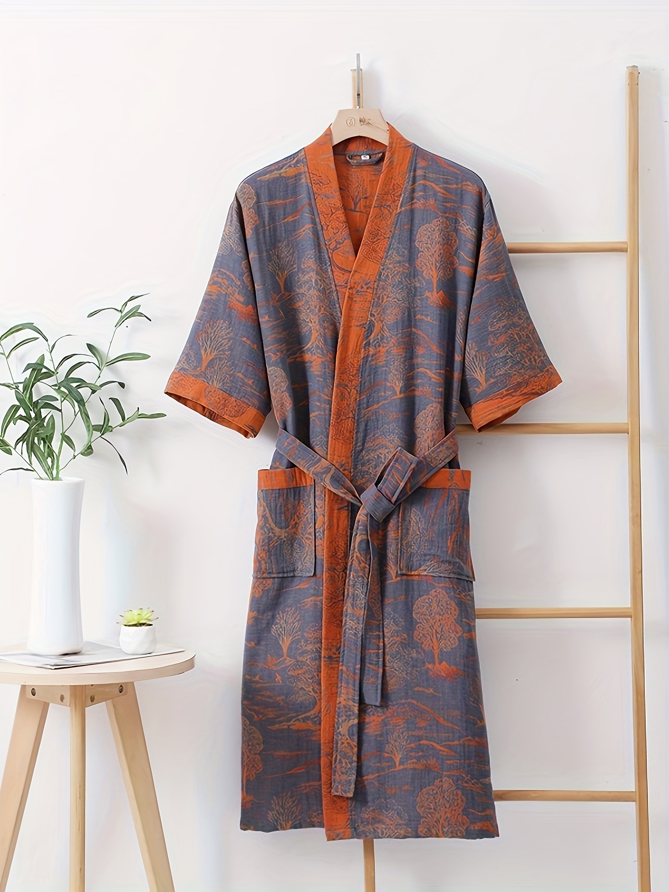 cotton double gauze bathrobe gauze pajamas spring and summer thin loungewear cotton bathsuits couple dressing gowns absorbent and quick drying bathrobes