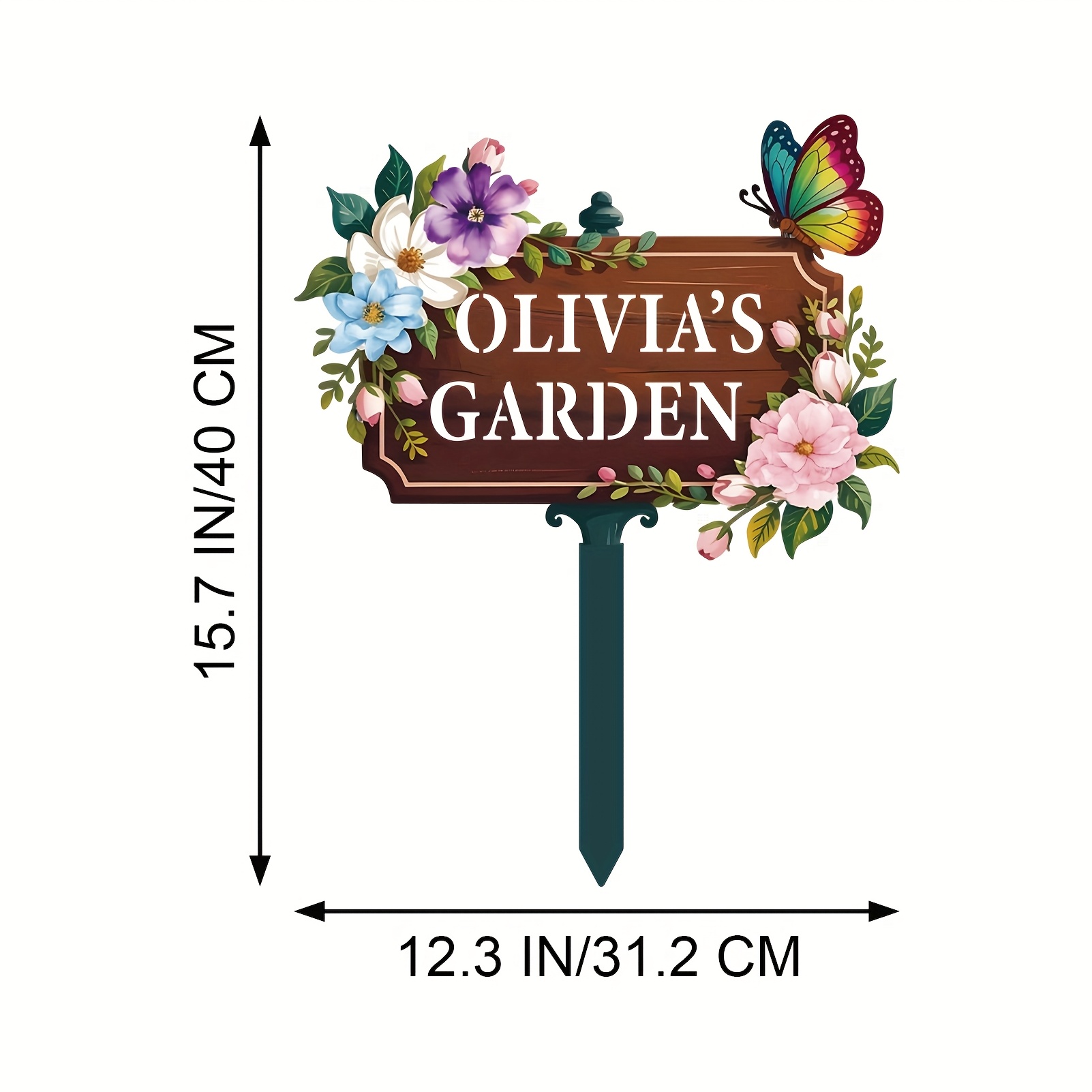 TEMU [2d Flat] 1pc Personalized Colorful Garden Metal Sign, Customizable Yard Iron Art, Custom Garden Decor, Personalized Outdoor Name Sign, Custom
