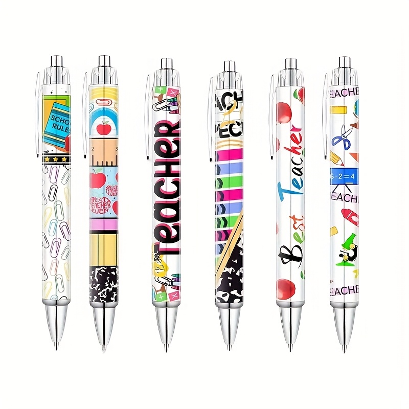 6 12pcs teacher round ballpoint pens fun cute cool best pens teacher set packaging gift   ink pens for female teachers office supplies gift for school teachers colleagues