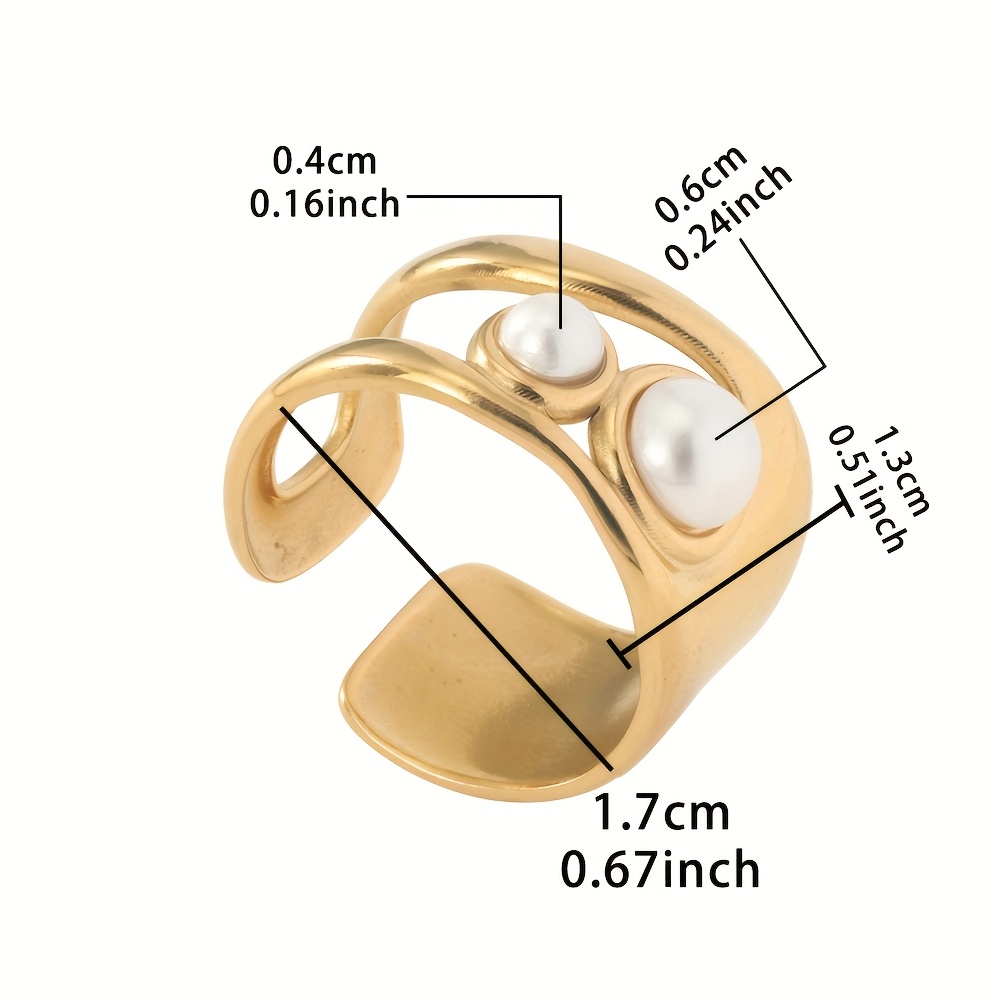 טבעת נירוסטה מתכונת בגוון זהוב לנשימה שלישית עם שלישית לבני חיקוי - מושלמת למסנטי, בטנות, טבנות רב-תכליתית|טבעת נוסח וינטג'|גימור יוקרתי