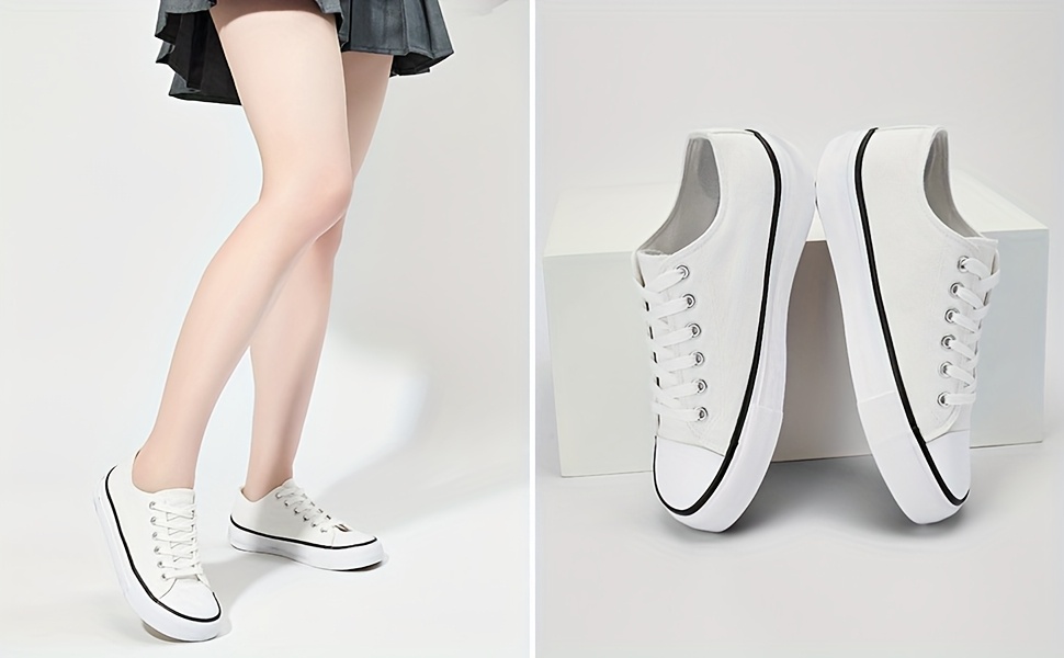 White women's canvas sneakers sold by 100 Spartans