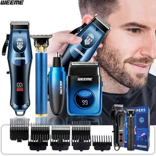 of everything 2pcs 4pcs mens electric hair clipper nose hair clipper shaver set wireless usb charging professional hair clipper set with lithium battery his ideal gift fathers day gift for men fashionable blue gradient