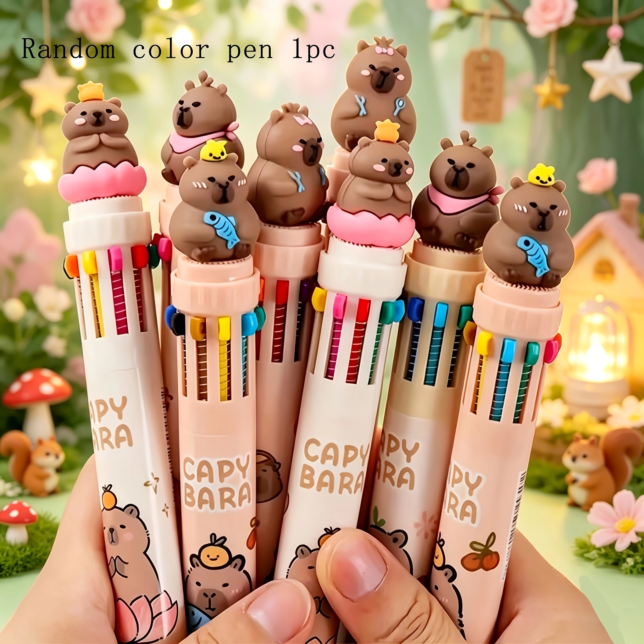 TEMU 1pc Random Color, Capybara Ballpoint Pen, Cute Cartoon Capybara Pen Top Decoration, Suitable For Student , Hand-lettering Decoration, Schedule