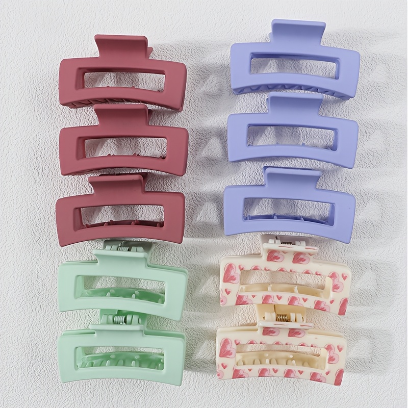 TEMU 10pcs Set Of Medium To Large Women's Claw Clips, High-end Shark Clips For The Back Of , Solid Color Hair Clips For Spring And Summer, New
