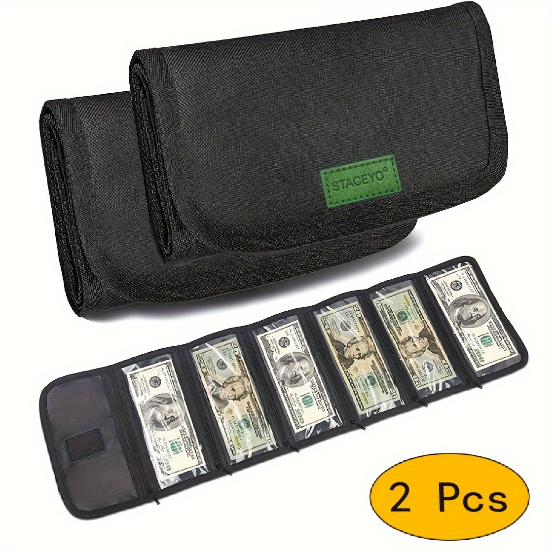 

Staceyo 2pcs Money Wallet, Organizer For Cash With 6 Zippered Pocket Multipack Pouch, Bill Organizer, Envelope Wallet Bag Small Travel Holder Budgeting, Receipt, Coupons And Tips