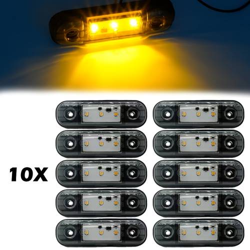 kohteen kuva 10 kpl 3-led sivuvilkkuja, merkkivalot, s-vilkut, ulkovalot, auto, kuorma-auto, peräkärry, kuorma-auto, -auto, ajoneuvon sivuvilkkujat, 12-24v, savuinen linssi, ilman