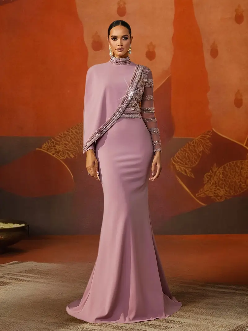 an elegant lotus beaded one shoulder evening gown sheer - Temu Spain an elegant lotus beaded one shoulder evening gown sheer - Temu Spain