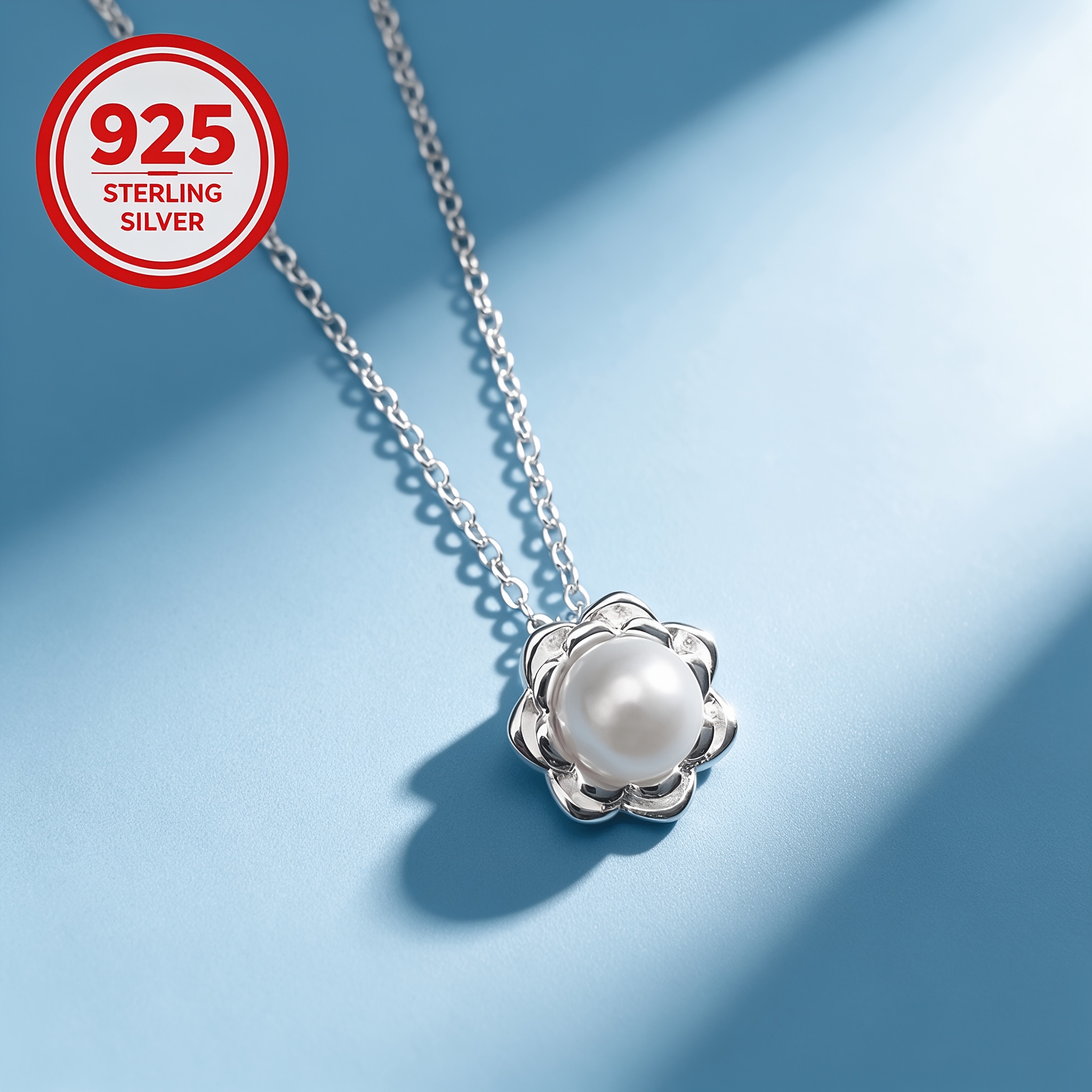 Women's 925 Silver Lotus Pendant Necklace, Light Luxury Design