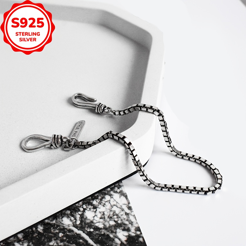 Vintage S925 Sterling Silver Box Chain Bracelet