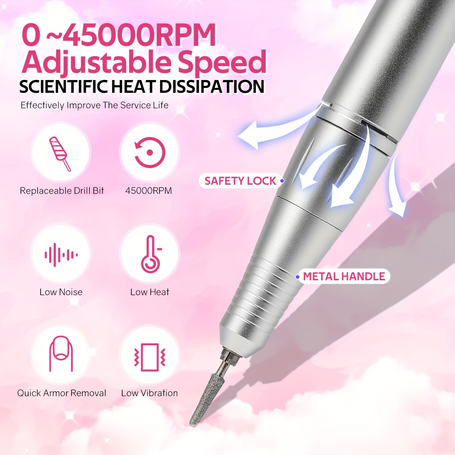 Professional 45000RPM Nail Drill Machine for Home Manicure