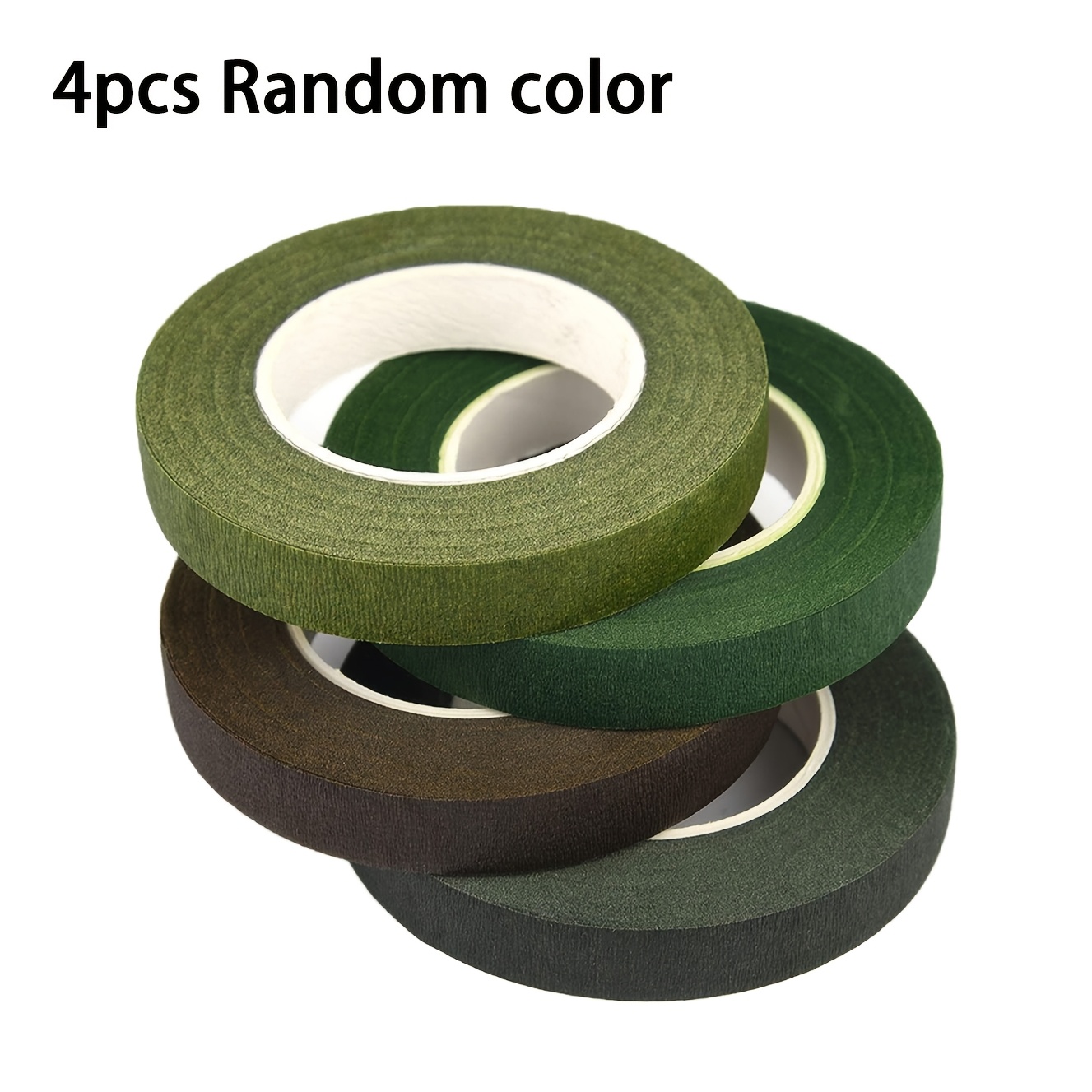TEMU 4 Rolls Of Random /2 Inch X 20 Yards Wide Floral Tape For Bouquet Stem Wrapping, Floral Crafts, Wedding Bouquets, Dark Green, Light Green, Grass