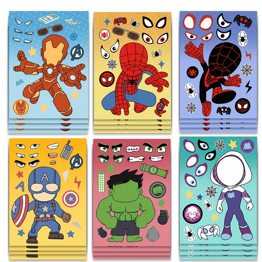 

8 Pcs Cartoon Disney Spiderman Iron Man Stickers, Diy Luggage Case Travel Accessories