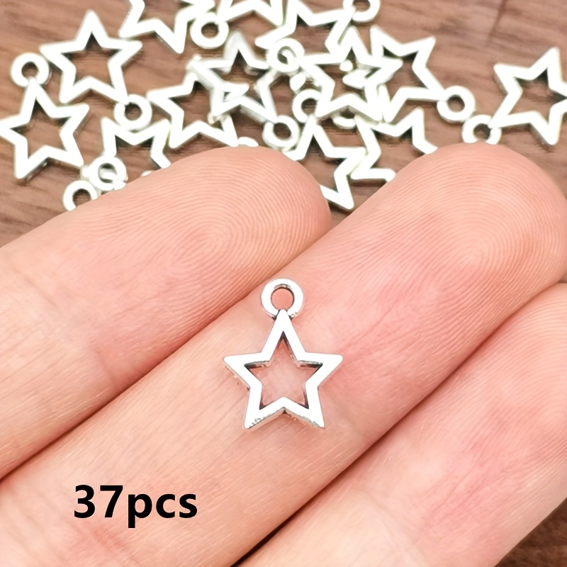 TEMU 37pcs Pendentifs Breloques Petite Étoile, Ajouts de Bijoux Style Bohème, Bracelet de Fabrication de Bijoux Fait Main, Collier, Ajouts de Boucles