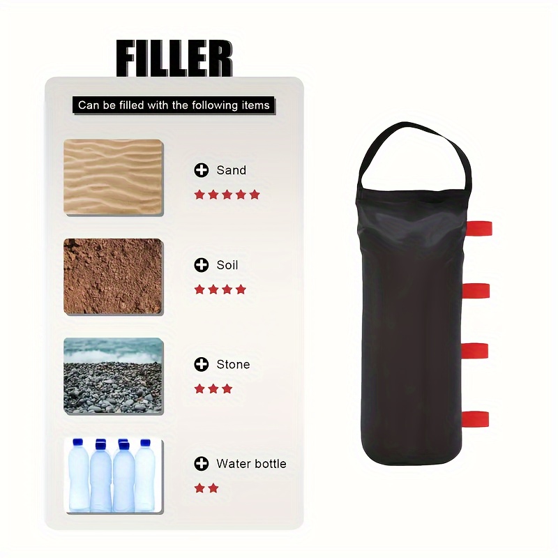 4-Pack Heavy Duty Weight Bags, Oxford Cloth Load Bags for Pop-Up Canopies, Tents, Camping - Outdoor Weight Sacks for Halloween, Christmas Events - Black