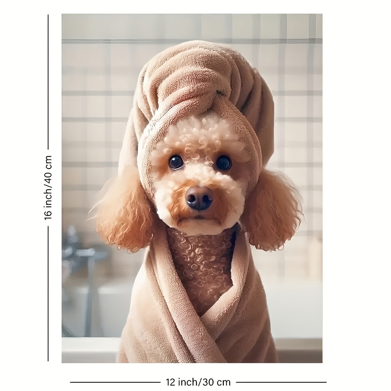 TEMU Adorable Poodle Canvas Art Print – Frameless Wall Decor For Bathroom, Living Room, Bedroom – Humorous Dog-themed Artwork – Perfect Gift Idea For
