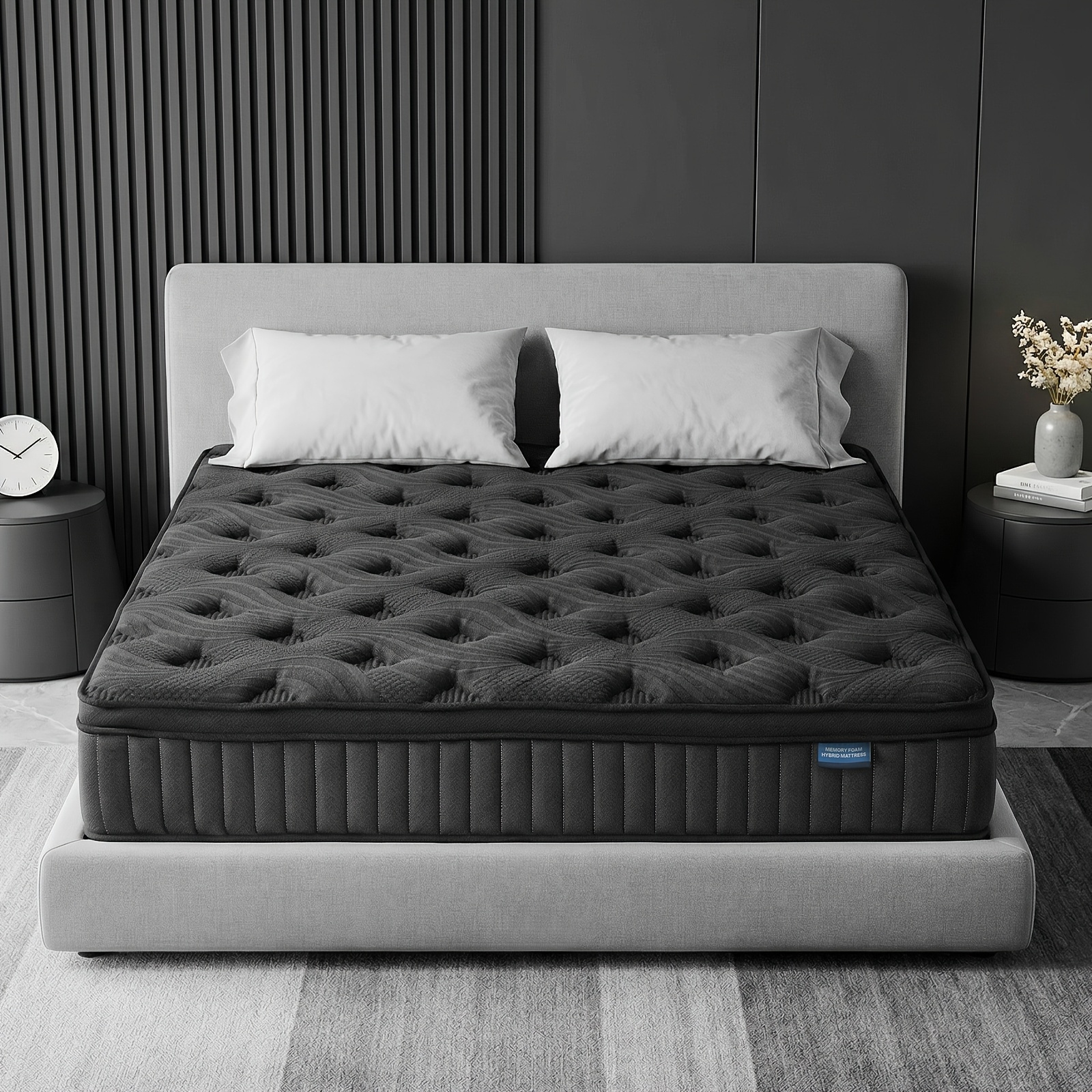 TEMU Matelas 90, 120, 140, 160, 180 X 200 Cm - Épais 25 Cm - Support Mousse à de + Ressorts 7 Zones - Support Parfait Haute Ultra Respirant - Fermeté