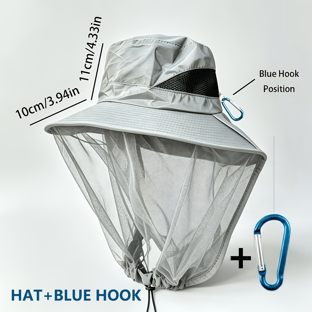 TEMU Cappello da esterno a tesa larga con mantella e fibbia - Cappello da pesca resistente con gancio a clip, design a clip per corpo o borsa, per