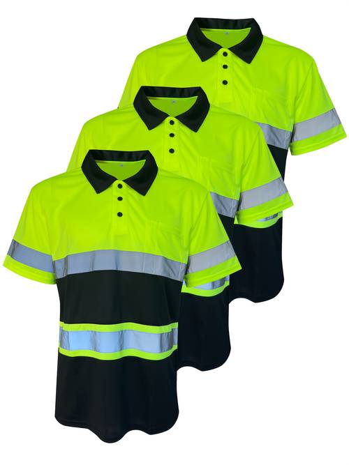 item picture 3pcs safety shirts with pockets short sleeve breathable polyester durable construction worker uniforms suitable for summer outdoor clothing machine washable