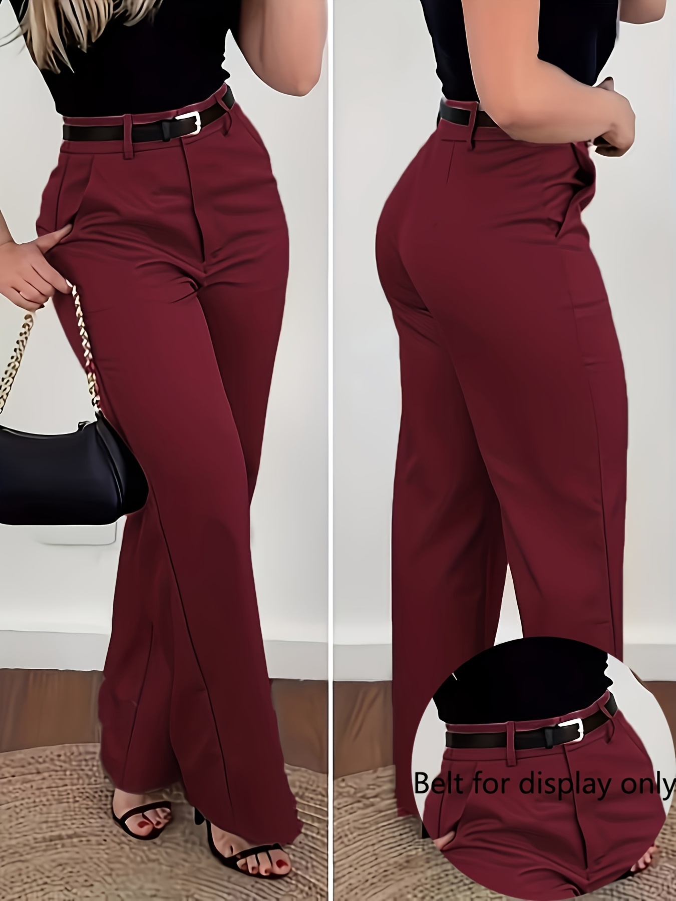 womens fashion solid color elegant trousers   style machine washable suitable for office and casual wear