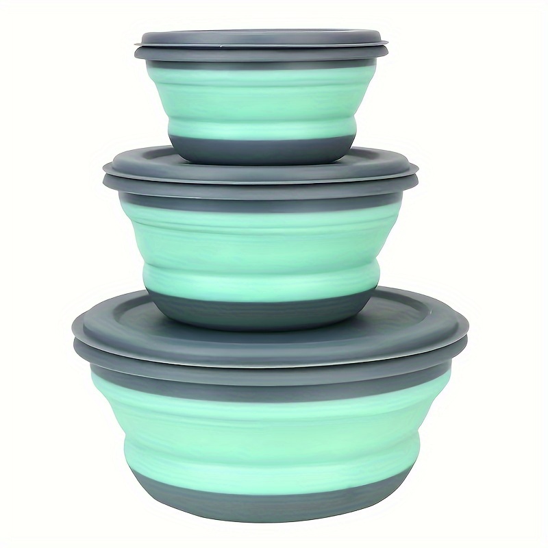 

Silicone Collapsible Bowl Set - Portable Outdoor Picnic And Travel Folding Lunchbox For Students And Office Workers - Durable And Easy-to-clean Silicone Bowls