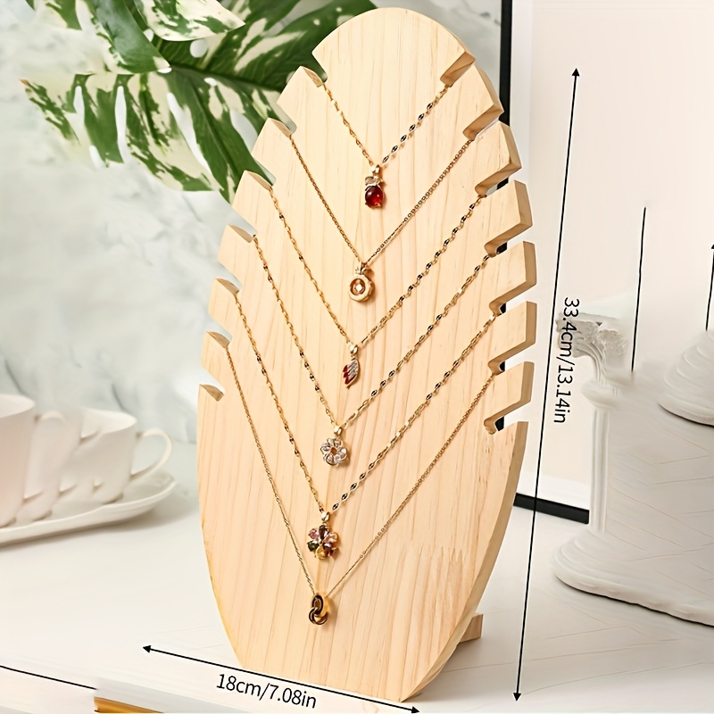TEMU A Solid Wood Fashionably Flame-pattern Jewelry Display Stand For Necklaces, Bracelets, Pendants, And Jewelry Storage Props, Suitable For Display