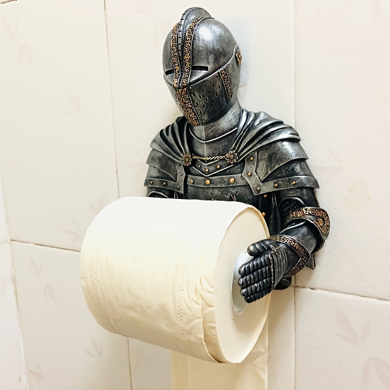 1pc Knight Suction Cup Wall-mounted Knight Tissue Tube And Bath Paper Towel Box Toilet Paper Roll Holder, Used For , Spring And Summer, Easter, Mother's Day And Other Home Decorations