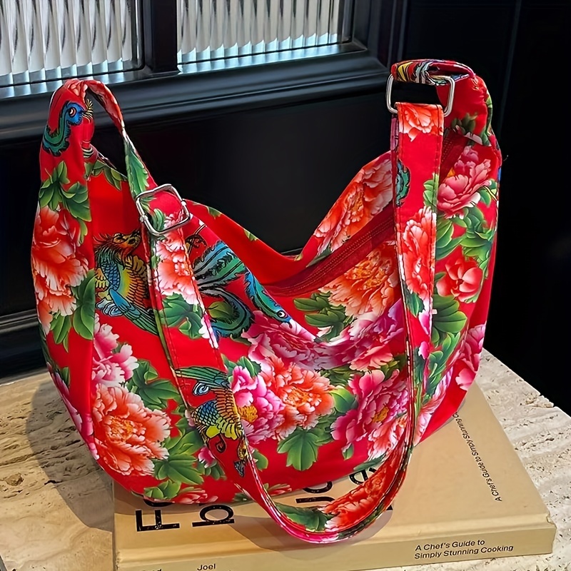 Image of Autumn/winter Large-capacity Floral Print Versatile Shoulder Crossbody Bag, Ethnic Style Fashion