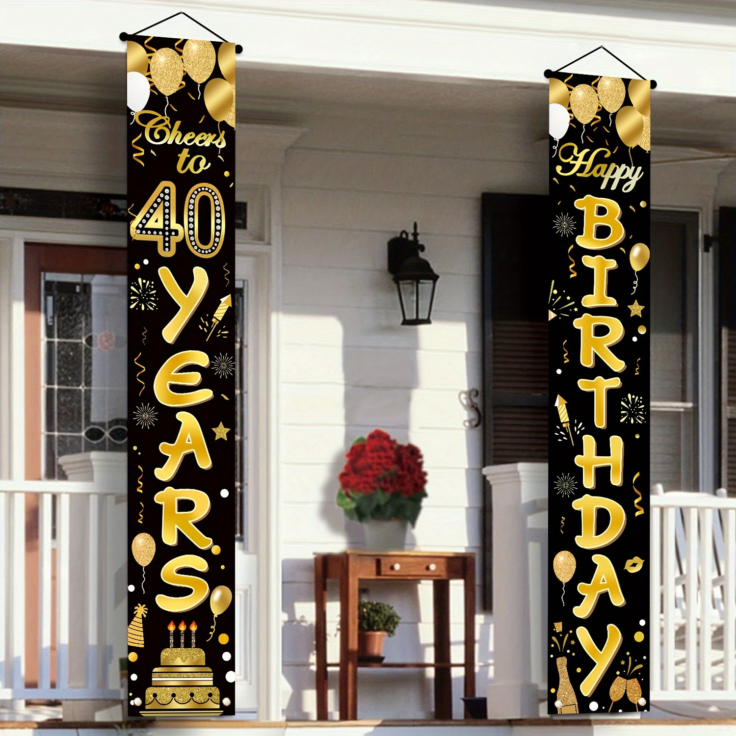 

40th Birthday Banner Pair: Festive 40th Anniversary Celebration Decorations - Hangable, No Feathers, Suitable For All Seasons