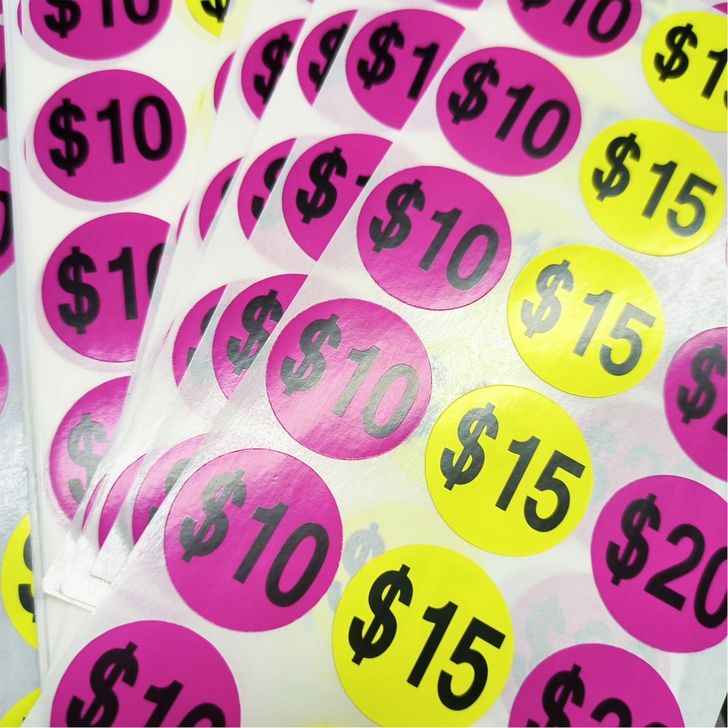 TEMU 504 stuks Fluorescerend Gele Prijsstickers, 1-Inch Ronde Labels, Zelfklevende Papieren Tags voor Prijzen, Engelse Taal, Labelstickers