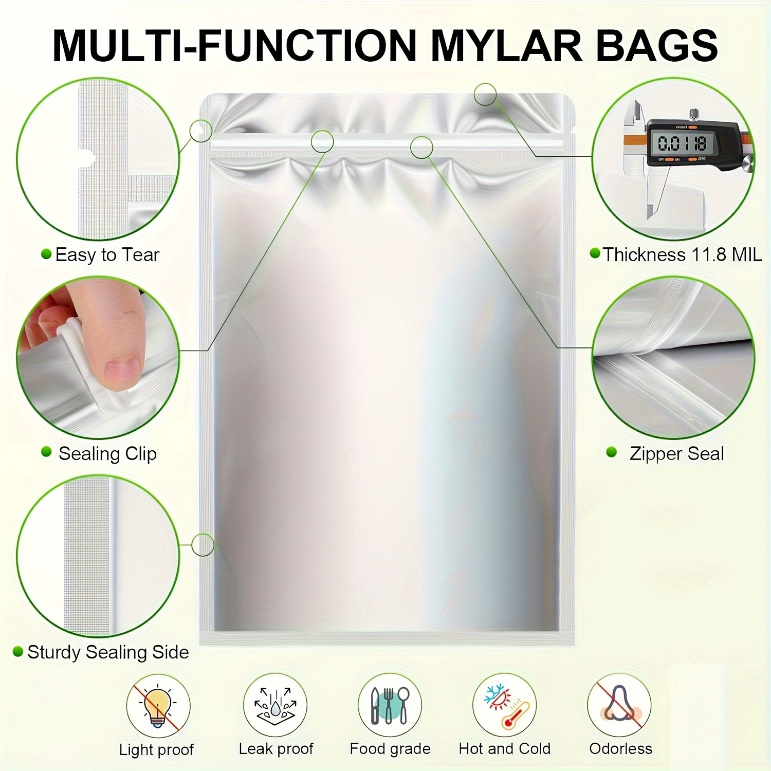 10 шт., 20 шт., 5 галлонов, пакеты из металлизированного полиэтилена с застежкой-молнией, алюминиевые пакеты из фольги для длительного хранения продуктов, пищевого качества и 20x30, 1 кварт, 1 галлон, 2 галлона, 5 галлонов, термоупаковочные пакеты для пшеницы, мешки для выдержки мяса, детали 1