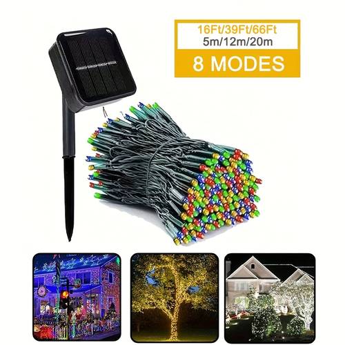 solar led fairy string lights 8 lighting waterproof ip65 twinkling outdoor light strip garden courtyard patio balcony camping party wedding christmas tree holiday decoration