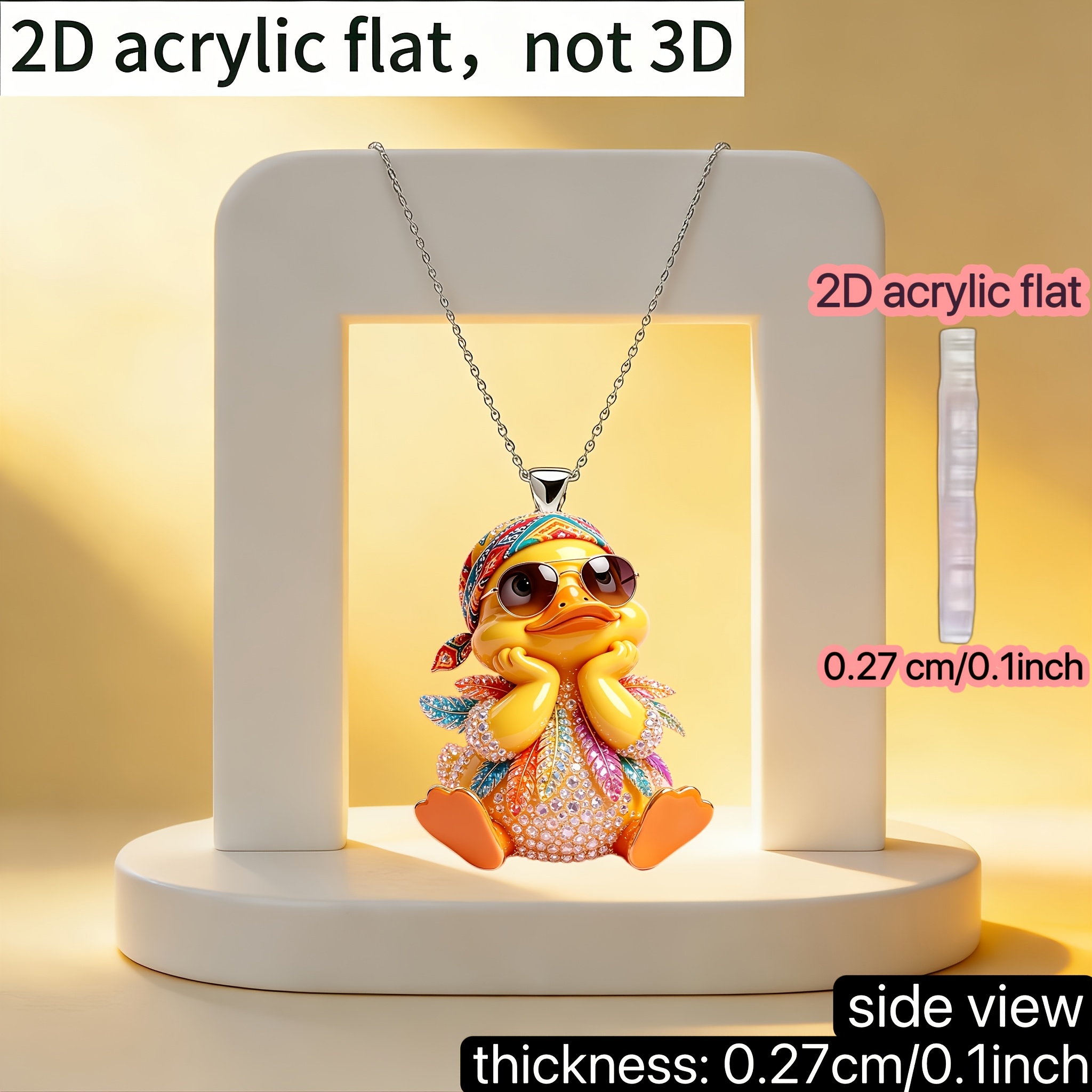 2D Acrylic Hip-Hop Duck Pattern Necklace, Ideal Gift