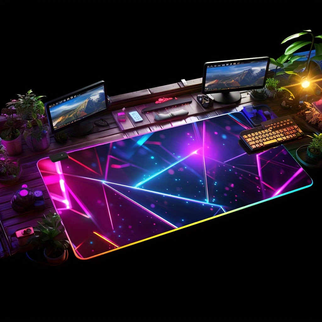 RGB LED Backlit Gaming Mouse Pad, 400x900mm Large Keyboard Desk Mat, Thick Non-Slip Rubber, Decorative Office and Student Desk Accessory
