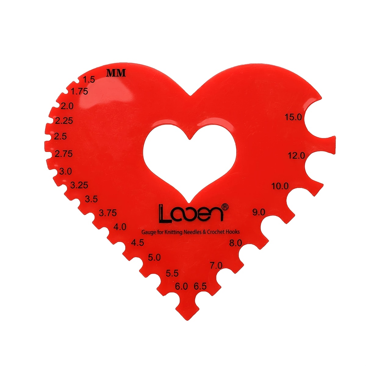 TEMU -1pc Heart-shaped Cartoon Ruler, Irregular Plastic Ruler For Knitting, Measuring Tool, Knitting Needle Gauge, Circular Sweater Needle Gauge,