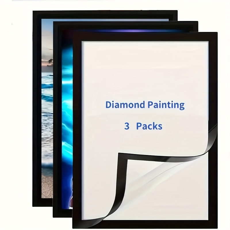 

3pcs Magnetic Diamond Art Frames - Self-adhesive, Wall-mountable Canvas Holders For Diamond Painting