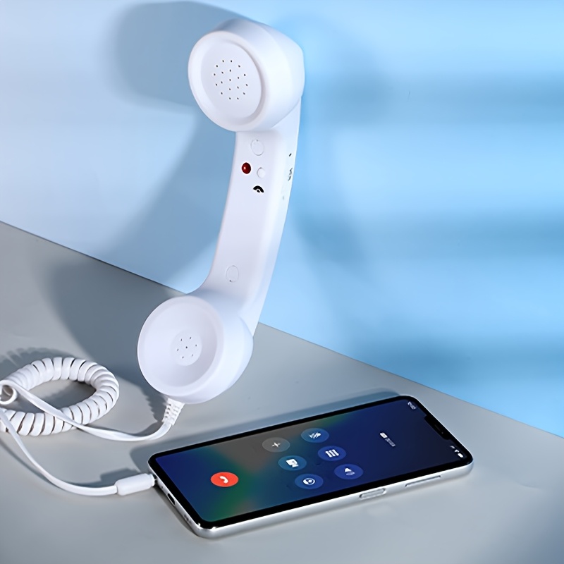 retro wired telephone handset with microphone 3 5mm jack anti   cable volume control for   smartphones classic white landline receiver design for gaming calling office use home communication vintage phone reliable   accessory tech enthusiasts nostalgic phone   plug smartphone  