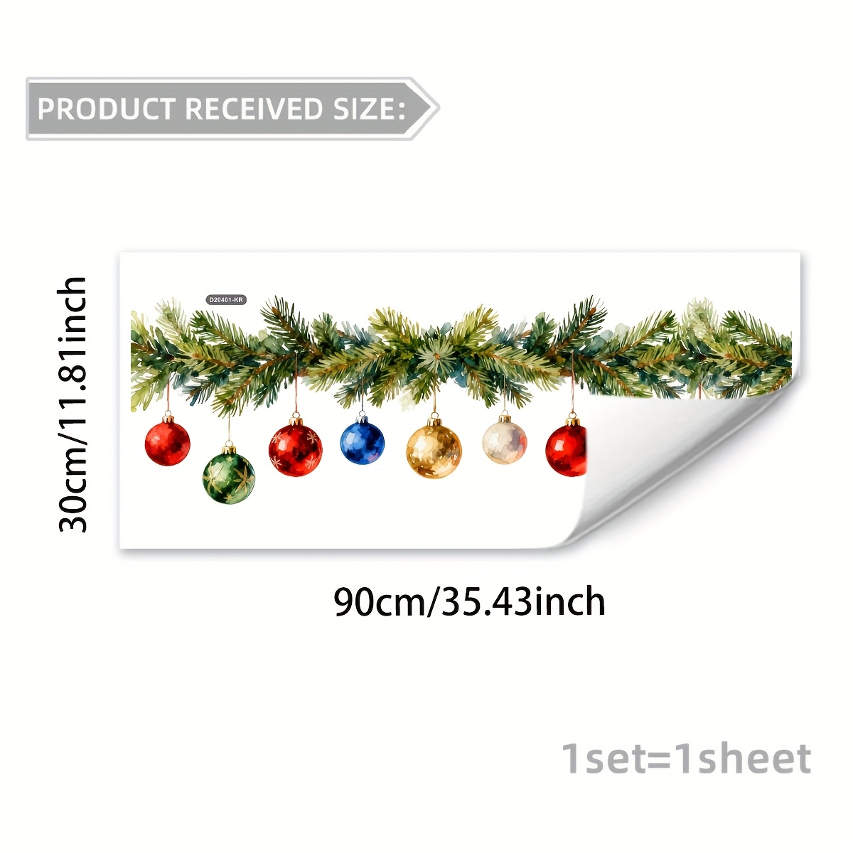 TEMU 2d Flat, Static Cling Christmas Window Film Suitable For Glass - Pvc Leaf & Ball Ornament Sticker, & Stick Application, 30x90cm Modern Holiday